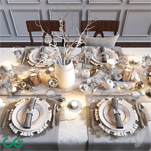 Festive table setting with apples